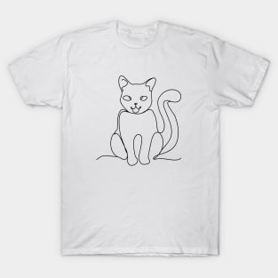 One Line Art Of Cat T-Shirt